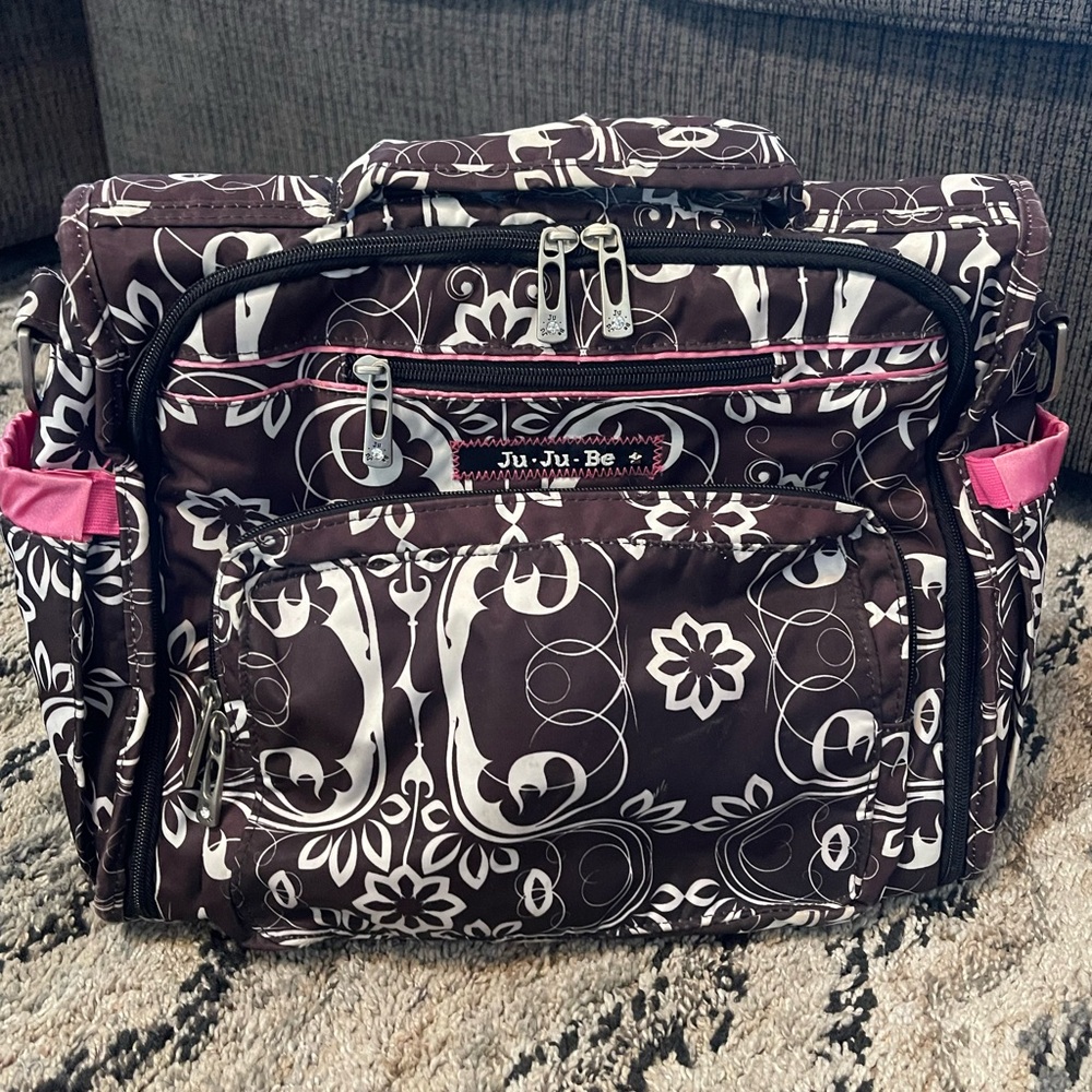 Ju-Ju-Be Floral Brown and Pink Baby Bag